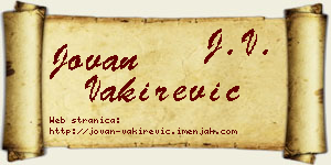 Jovan Vakirević vizit kartica